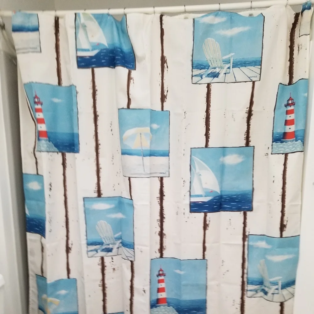 For The Bath Costal Scenes Shower Curtain